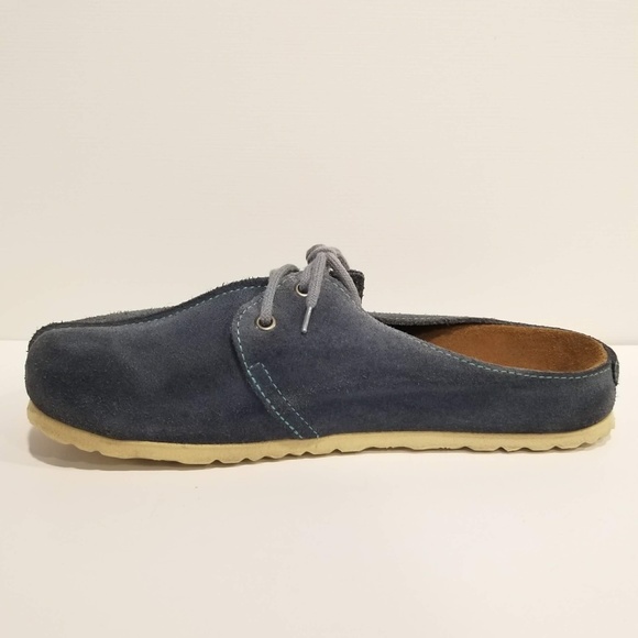 Birkenstock Birki's Mules Shoes Womens Size 9 Blue Suede Slip On Clog Lace Up - Picture 5 of 12